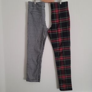 Shinestar Black/White Houndstooth Pants (L)/ Shinestar red plaid pants (L)